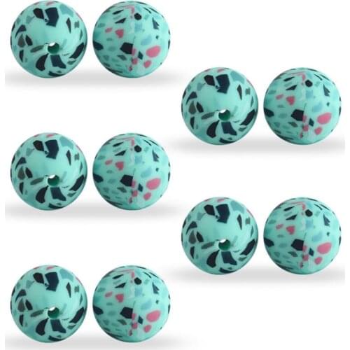 10Pcs/Pack 15mm Leopard Print Silicone Beads DIY Teething Pendant Accessories 63HE