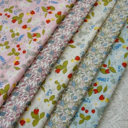 140x50cm Jasmine Strawberry Elf Rabbit Cotton Poplin Sewing Fabric Making Childrens Clothing Dress Cloth