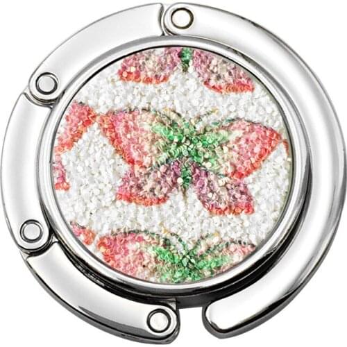 30PCS / LOT Fashion Metal circle table hook butterfly Creative folding bag buckle hooks Non slip desk bag hook