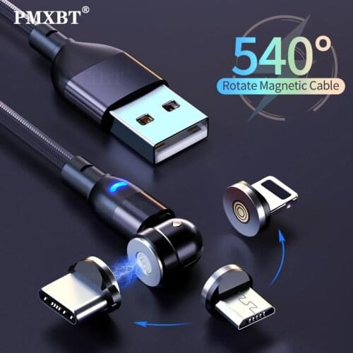 540 Rotate Magnetic Micro USB Type C Cable 3A Fast Charging Data Cord For iPhone 12 Huawei Xiaomi Mobile Phone Quick Charge Wire