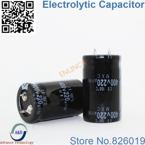 8pcs/lot 400V 220UF Radial DIP Aluminum Electrolytic Capacitors size 25*40 220UF 400V Tolerance 20