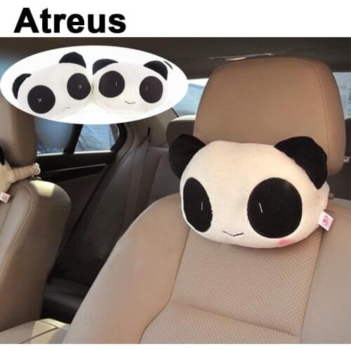 Atreus Cartoon Cute Panda Car Neck Headrest Auto Waist Pillow For Lexus Honda Civic Opel astra h j Kia Rio Ceed Volvo Fiat 500