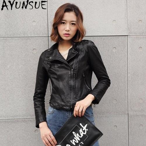 AYUNSUE Real Leather Jiacket Woman Genuine Sheepskin Coats for Ladies Short Slim Autumn Jackets Famale Chaqueta Piel Mujer SQQ66
