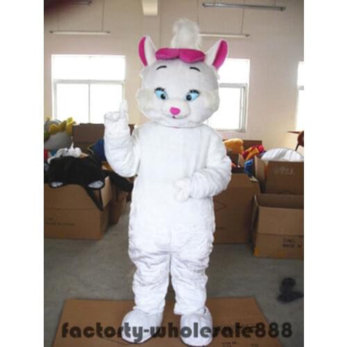 White Cat Mascot Costume Bithday Party Costume Aristocats Marie Mascot Cartoon