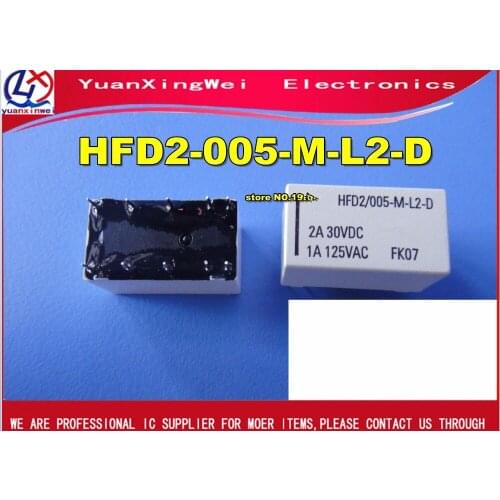 Free Shipping 2pcs 100% NEW ORIGINAL HFD2-005-M-L2-D HFD2-005-ML2-D HFD2/005-M-L2-D 10pin 5V relays