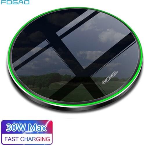 30W Qi Wireless Charger Induction Charging Dock Station Fast Charging Pad For iPhone 12 11 XS XR X 8 Samsung S20 S10 Note 20 10