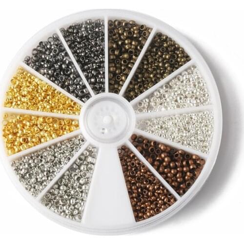 New 1500pcs 2mm 2.5mm Positioning Beads Mixed Brass Crimp End Beads Metal Beads Smooth Ball End Caps for DIY Jewelry Making