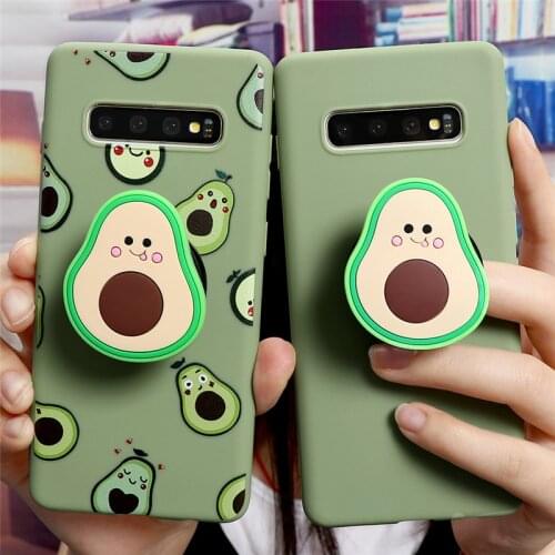 3D Fruit Avocado Holder Stand Case For Samsung Galaxy A51 A50 A71 A70 A30 A10 A6 S20 Ultra S10 S9 S8 Plus Note 10 9 8 Cover Gift
