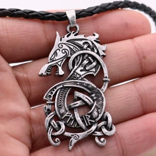 Dropshiping Norse Legendary Viking Dragon Pendant Gothic Mens Necklaces Nordic Amulet Talisman Jewlery
