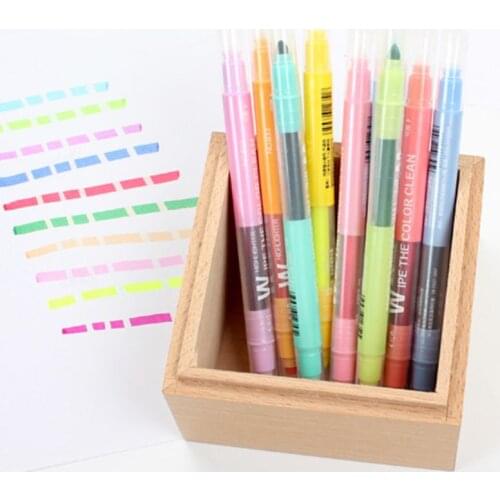 10Pcs Double-end Erasable Highlighter Pen Markers Pastel Liquid Chalk Marker Fluorescent Highlighters Color 53CF