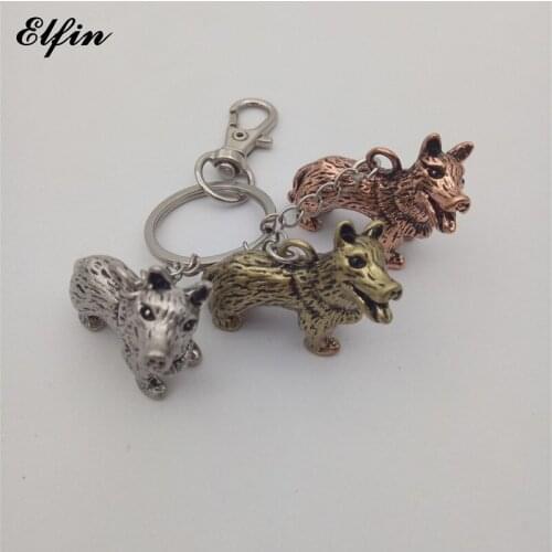 Elfin Trendy Welsh Corgi Keychain Fashion Animal Pet Dog Memorial Jewellery Key Chain Women Men Pet Lover Key Ring