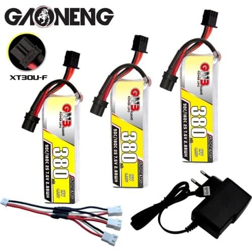 Gaoneng GNB 380mah 7.6V 2S HV Lipo battery 90C/180C and Charger with XT30U-F Plug for BETAFPV Beta75X 2S Beta65X 2S Whoop Drone