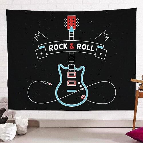 Guitar Musical Instruments Banners Wall Art ROCK N ROLL Music Poster Flags Canvas Painting Wall Hanging Bar Cafe Home Decor A2