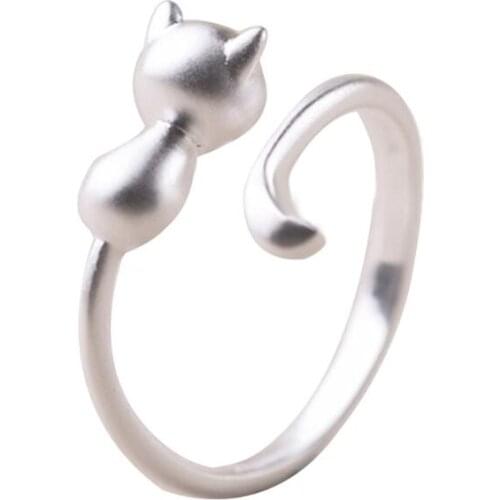 New Fashion Cute Cat Scrub And Smooth Face Opening Rings For Women Girl Jewelry Party Gifts SAR115
