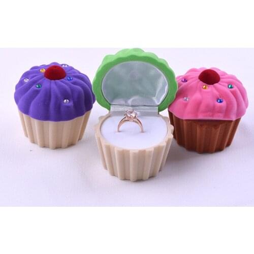 Lovely Mini Cupcake Cake Shape Earring Ring Storage Jewelry Box Christmas Gift Storage Boxes For Women Girls 3 Colors