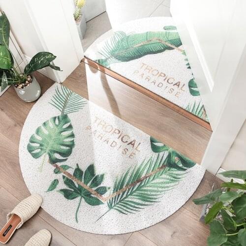 Nordic green plant semicircle Entrance Hall carpet PVC wire loop mat INS Door mat Living room floor mat bathroom non-slip rug
