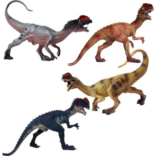 Double Crowned Dragon Model Simulation Plastic Dinosaur Children Toys Animal Figure Collection Hand-made Static Jurass Ornaments