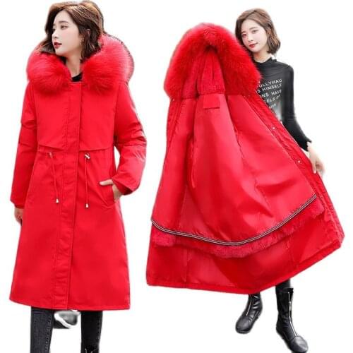 Fashion Pie Overcoming Coat Female 2021 New Female Winter Coat Plus Velvet Detachable Loose Thick Long Padded Coat Female