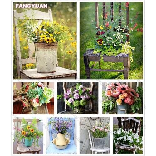 Green Plant 5D Diy Diamond Art Painting Accessories Chair Flower Full Drill Diamond Embroidery Mosaic Cross Stitch Kit Home Deco