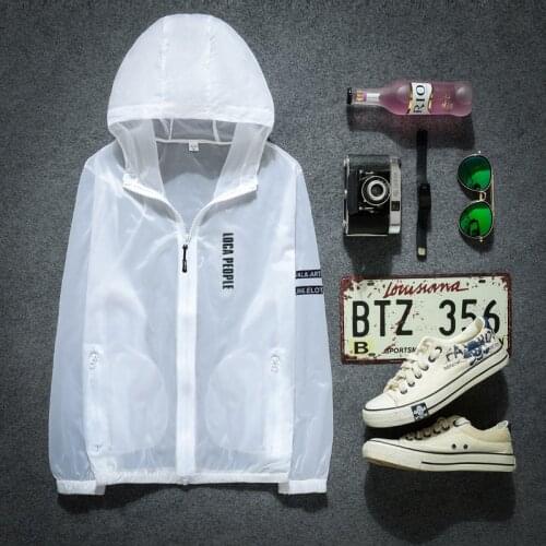 2021 Summer New Mens Jacket Ultra-thin Outdoor Skin Clothing Letter Print Hooded Sun Protection Clothing