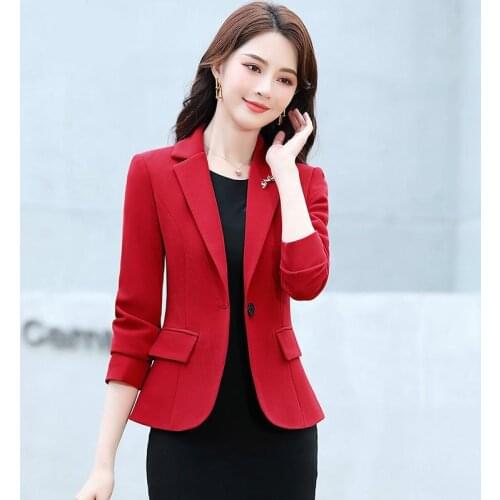 2021 New Spring and Autumn Small Suit Jacket Women Short Style Slim Long-sleeved Temperament Small Suit Jacket