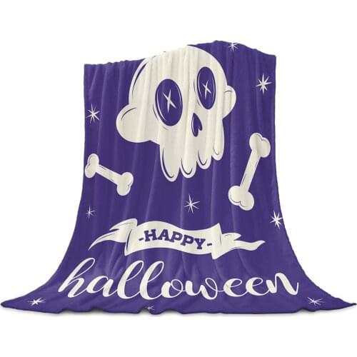 Living Room Sofa Blanket Purple Skull Bones Children Soft Throw Blanket Travel Airplane Hotel Portable Air Conditioning Quilt