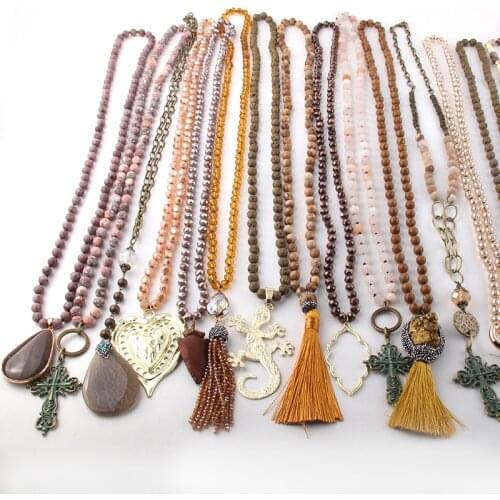 Wholesale Fashion Mix Color Brown Necklace Handmade Women Jewelry 20pc mix