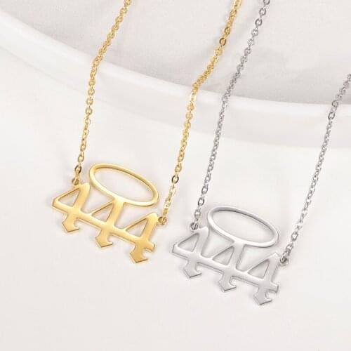 Stainless Steel Angel Number Necklaces For Women 111 222 333 555 666 777 888 999 444 Goth Devil Necklace Pendant Men BFF Jewelry