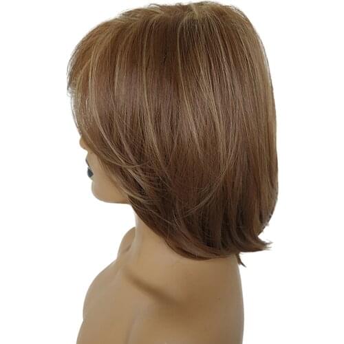 14" Natural Looking Elegant Short Wig Straight Synthetic Side Part Full Wigs