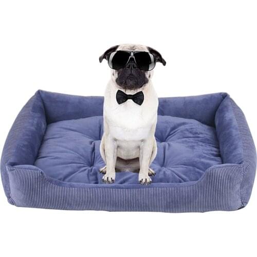 Solid Color Plush Cushion Winter Warm Small Medium Dogs Removable Mattress Cat Bed Soft Pet Bed Nest With Mat Dog Puppy Kennel