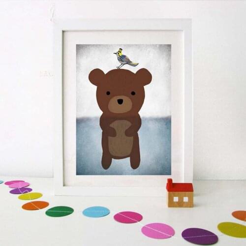 Rabbit Raccoon Elk Animal Nordic Poster Children Kids Room Decoration Home Cartoon Canvas Painting