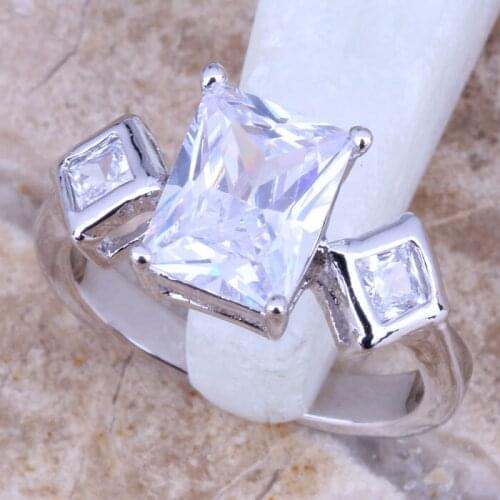 Attractive White CZ Silver Plated Womens Jewelry Ring Size 6 / 7 / 8 / 9 R0521