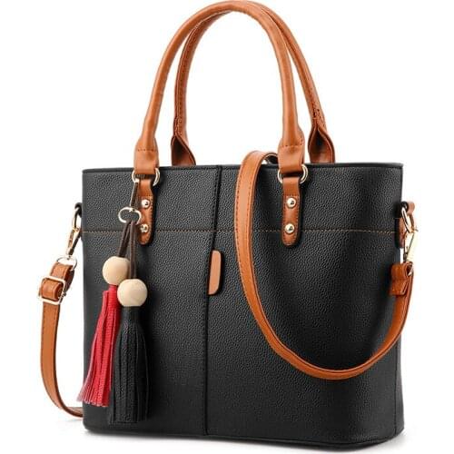 Dropshipping Petrichor Large Capacity Tassel Tote Bag Women Soft Leather Ladies Handbag Crossbody Messenger Bags Female Purse