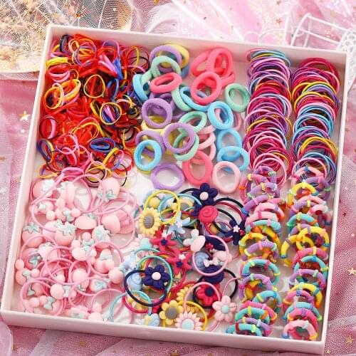Fashion 100/1000Pcs Colorful Hair Bands Cute Girls Women Elastic Rubber Band Scrunchies Ponytail Holder Gum Hair Accessories