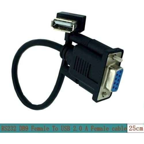 RS232 DB9 Female To USB 2.0 A Female Serial Cable Adapter Converter 8" Inch 0.25M Cable 25cm Adapter