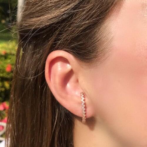 Rose gold color cz studs Asymmetric earring curved cz bar 2019 high quality clear cz jewelry delicate minimal girls earrings