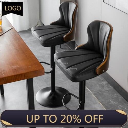 Nordic Fashion Swivel Bar Chairs Light Luxury Home Backrest High Bar Stool Kitchen Furniture Retro Leisure Cafe Salon Bar Chair