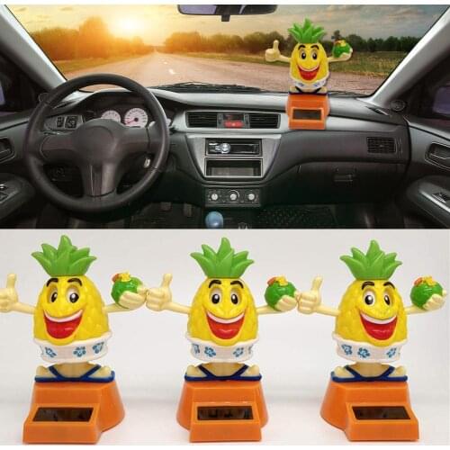 Solar Power Cartoon Swinging Pineapple Car Interior Ornament Home Decor Toy Gift