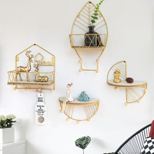 Home Decoration Wall Mount Gold Wall Display Stand Wall Hanging Decoration Hook Aesthetics Room Decoration Multifunctional