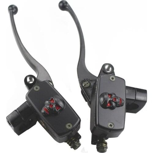 Universal Black 1'' 25mm Motorcycle Handlebar Skull Hydraulic Brake Clutch Master Cylinder Pump Lever For Harley Cruiser Bobber