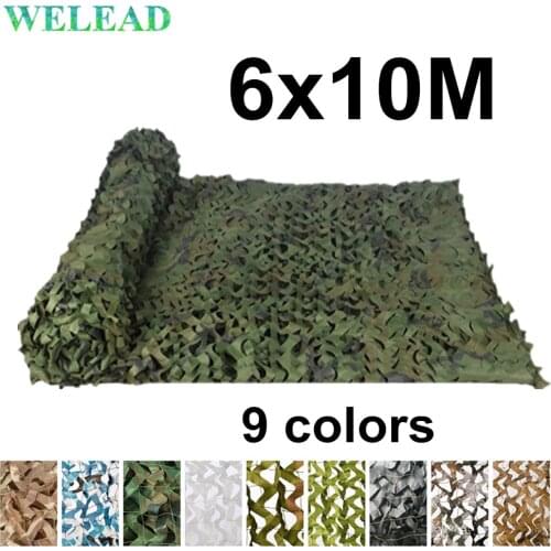 WELEAD 6x10M Reinforced Camouflage Net Military Jungle White Blue Sand for Garden Awning Hide Shade Mesh 6x10 10x6 6*10M 10*6M