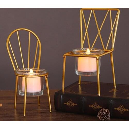 Nordic Style Chair Design Iron Candle Holder Candlestick Home Party Decoration Wedding Home Table Decor Candelabra