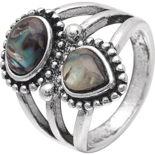 New Vintage Charm Eternity Unique Rings For Women Oval Ethnic Retro Silver Color Long Rings Womens Fashion Jewelry Accessories