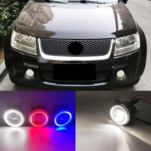1 Pair 2 Functions For Suzuki Grand Vitara 2007 - 2012 Auto LED DRL Daytime Running Light Car Angel Eyes Fog Lamp Foglight