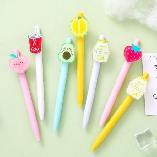 1 Piece Lytwtws Gel Cute Pen Creative Fruit Drinks Press Office Gift School Supplies Stationery Kawaii Funny Pens
