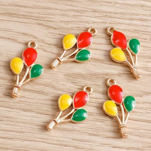 10pcs 13*23mm Multicolor Balloon Charms Fit Jewelry DIY 2 Style Enamel Charms Pendants Necklaces Bracelets Handmade Accessories