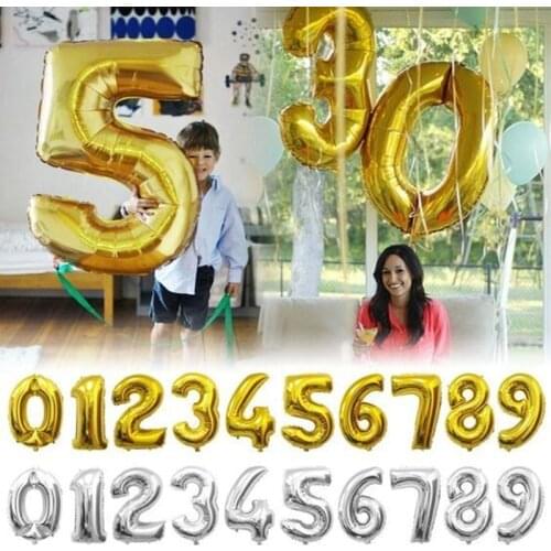 16 inch ballons decoration birthday Nummer Folie Helium Ballonnen Verjaardagsfeestje Viering decoratie Aluminum foil ballon 8Z