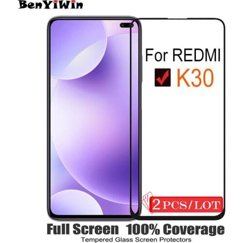 2PCS 100% Original Full Cover Screen Protector Tempered Glass For XIAOMI Redmi K30 Scratch Proof Protective Glass For K30 Film