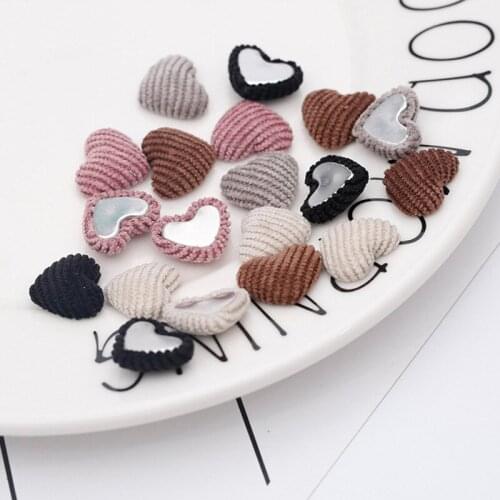 20Pcs Color Corduroy Hearts Buckle Ornaments DIY Craft Supplies Earrings Jewelry Making Decor Hair Accessories Sewing Materials