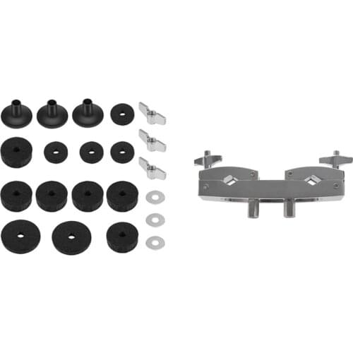 21x Cymbal Stand Sleeves Cymbal Felts with Washer & Base Wing Nuts & 1x Metal Connecting Clamp Holder Bracket
